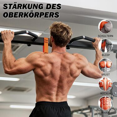 Смуги опору для підтягувань Klimmzughilfe, 50-350lbs, регульований опір та висота, з підставкою для ніг, помаранчеві