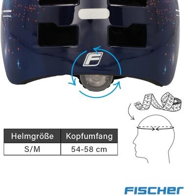 Дитячий велосипедний шолом FISCHER BMX з LED підсвіткою, для велосипеда, самоката, dirt bike, з інтегрованим заднім ліхтарем