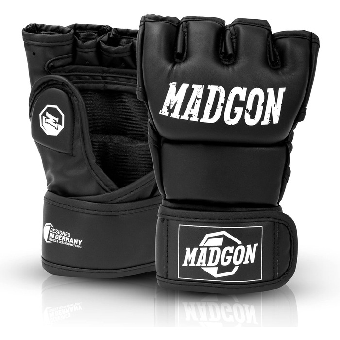 Преміальні MMA рукавички MADGON для бойових мистецтв, греплінгу, спарингів, Крав Мага, муай-тай, боксу, для чоловіків і жінок, чорні/білі, розмір L