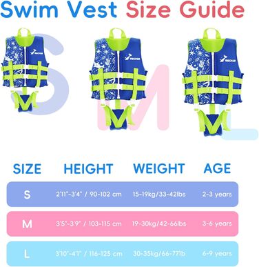 Дитячий рятувальний жилет Schwimmweste для плавання (L, 6-9 років, 30-35 кг), зелений - сертифікат CE, для басейну, пляжу, навчання плаванню