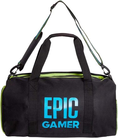 Спортивна сумка Epic Gamer для дорослих і дітей, чорна, з плечовим ременем, відділенням для взуття та водонепроникним відділом, універсальний розмір, Barrel Bag