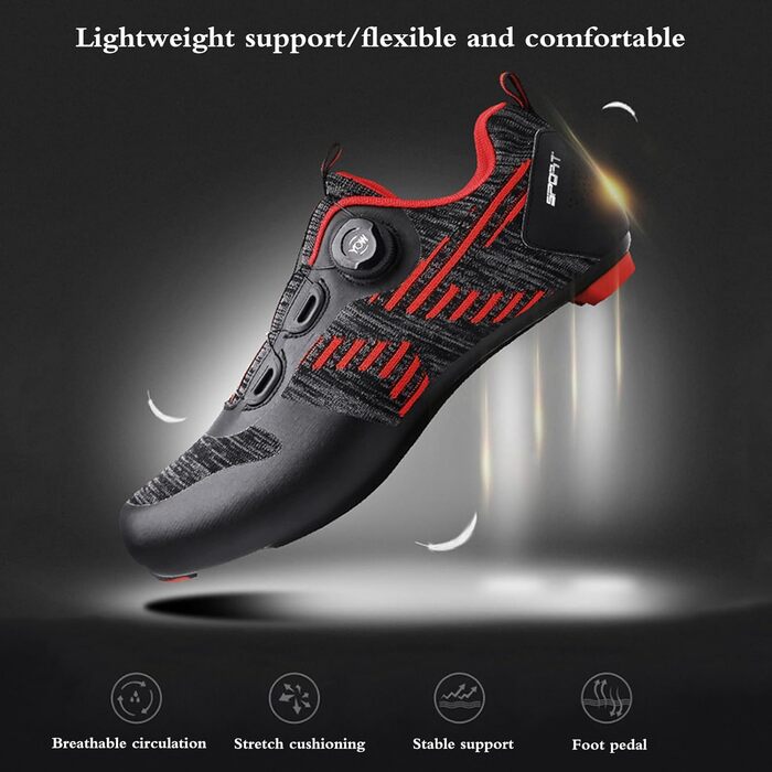 Чоловічі велотуфлі для шосе та MTB, чорний колір, розмір 46 EU