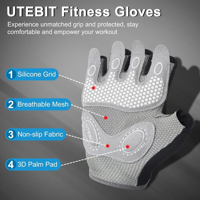 Спортивні рукавички UTEBIT для фітнесу та тренувань: мікрофібра, нековзке силіконове покриття, для жінок (S)