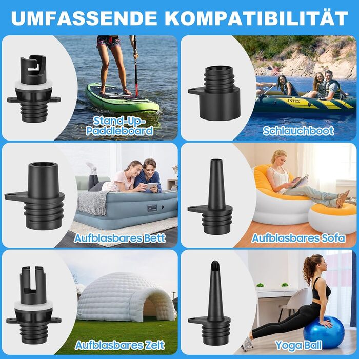 Електрична повітряна помпа SUP з акумулятором 18000mAh, WADEO 20 PSI, LED-ліхтар, швидка зарядка 110V/12V, автовимкнення, для SUP, човнів, каяків, наметів, матраців
