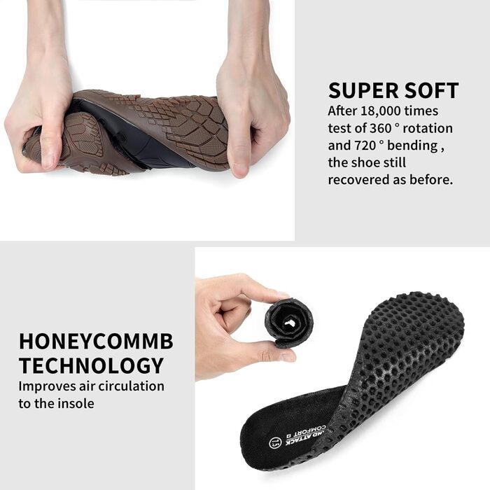 Чоловічі Barfußschuhe Grand Attack – мінімалістичні крос-тренери з широкою передньою частиною, Zero Drop, 45 EU Weit, Zt608 1black Gum