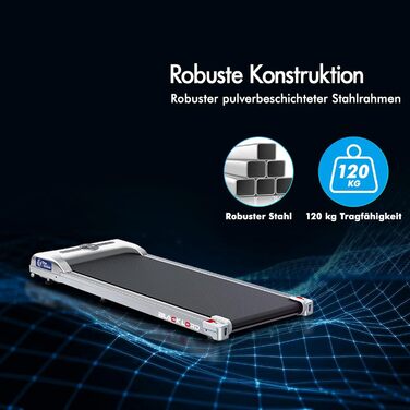 Бігова доріжка BLACK LORD Walking Pad для дому та офісу, 2.2 к.с., швидкість до 9 км/год, LED-дисплей, керування через додаток, срібляста