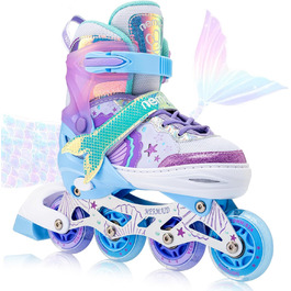 Інлайнери NEMONE для дівчаток, 4 розміри, регульовані, блакитний/фіолетовий, для дому та вулиці, розмір 37-39 EU, модель 'Морська русалка'