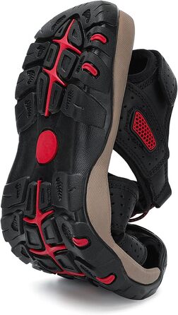 Чоловічі сандалі FLARUT для туризму та пляжу, шкіряні трекінгові, спортивні, літні, чорні, 44 EU