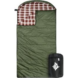 Спальний мішок Baumwoll-Flanell для дорослих, 100% бавовна, для кемпінгу, трекінгу, подорожей з рюкзаком, легкий, 3-4 сезони (зелений/коричневий)