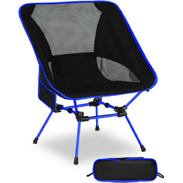 Складний туристичний стілець для кемпінгу з сіткою та кишенями, вантажопідйомність 150 кг, ультралегкий, для подорожей, пікніків, риболовлі (Оранжевий, Синьо-чорний)