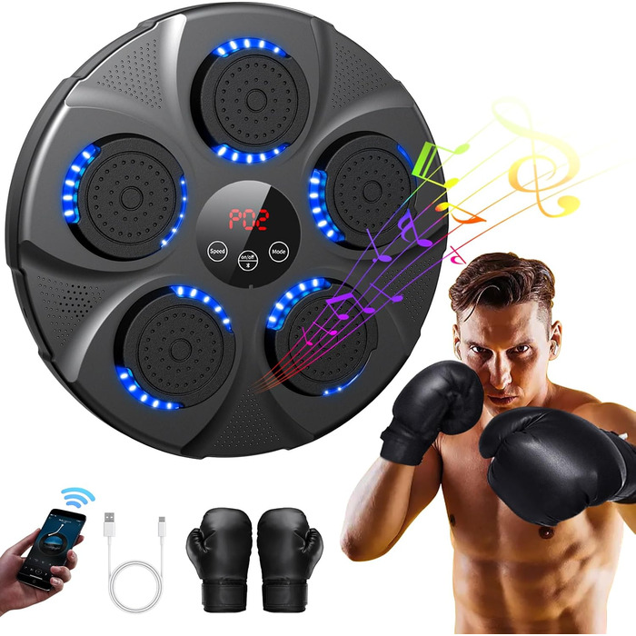 Музичний бокс для боксу HotHands з LED, Bluetooth, 9 режимів швидкості, електронний тренажер для дітей і дорослих для дому