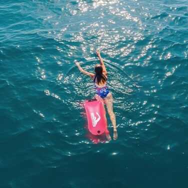 Буя для плавання Schleppschwimmer 28L, сигнальний, для відкритих вод, триатлону, водонепроникний Dry Bag, рожевий