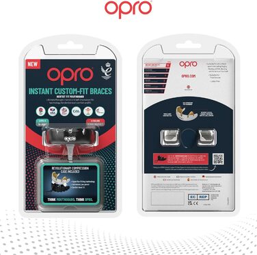 Капа для фіксованих брекетів OPRO – захист для боксу, єдиноборств, MMA, хокею та регбі – для дорослих та дітей від 10 років – миттєва адаптація – з гарантією стоматолога (чорно-біла)