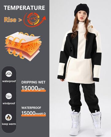 Комбінезон для сноуборду та лижного спорту HOUZONIY: теплий, водонепроникний, з капюшоном, для чоловіків та жінок