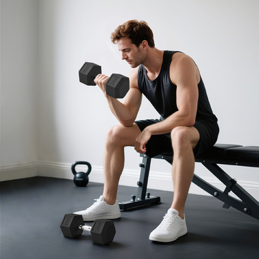 HOMCOM Штанги з рифленими ручками, гантелі з чавуну, 2 x 20 кг для дому, фітнес-клубу, силових тренувань