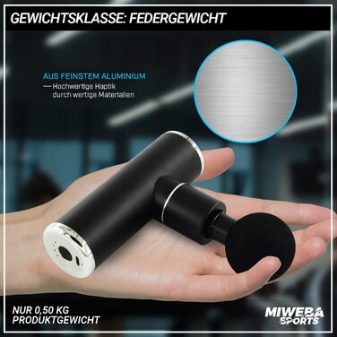Масажний пістолет Miweba Sports MM10, 4 насадки, 4 режими, кейс, чорний