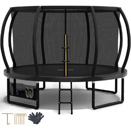 Трамплін Devoko Outdoor 305 см (10 футів) з сіткою та драбиною, чорний, сертифікат TÜV Rheinland GS