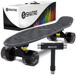 Скейтборд Skatro Mini-Cruiser 22 дюйми, пластиковий, ретро-стиль, Grey Thunderstorm