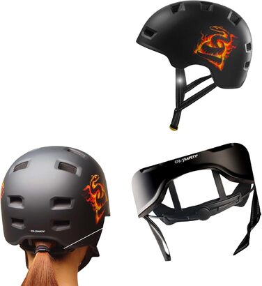 Велошолом Crazy Safety Rampage Orange Schlange для велосипедистів, скейтерів та ролерів, розмір M (54-57 см), регульований, для чоловіків, жінок і дітей, помаранчевий зміїний дизайн