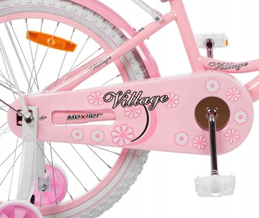 Дитячий велосипед для дівчинки Mexller, 20 дюймів, рожевий, з додатковими страховочними колесами