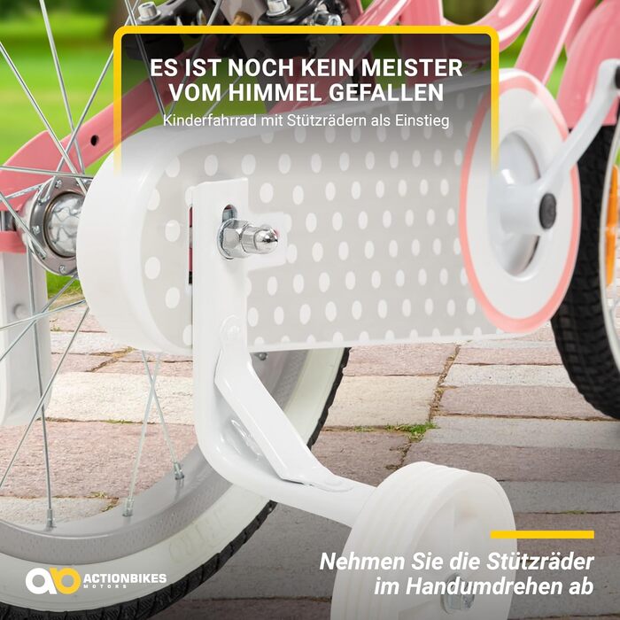 Дитяче велосипед Actionbikes Starlight 12/16/20 дюймів - V-Brake гальма, захистники, для дівчаток та хлопчиків 2-9 років