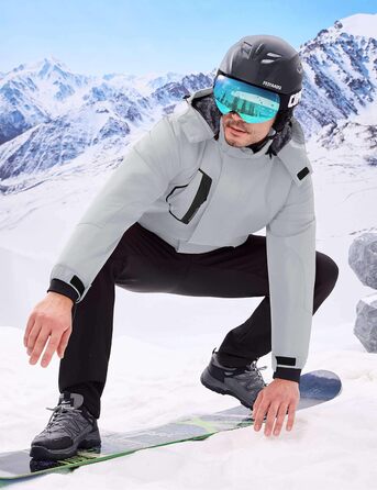 Чоловіча водонепроникна лижна куртка WUFU, тепла зимова модель, вітрозахисний Windbreaker, колір сірий (3XL)