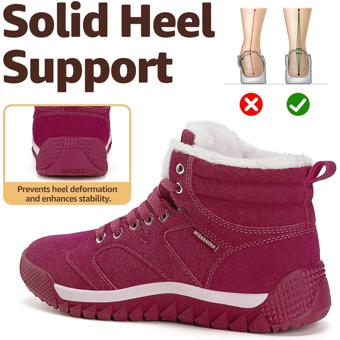 Зимові черевики Mishansha для жінок, теплі, з підкладкою, снігоступи, зимові черевики для активного відпочинку, розмір 36-48 EU (41 EU, теплий темно-червоний)
