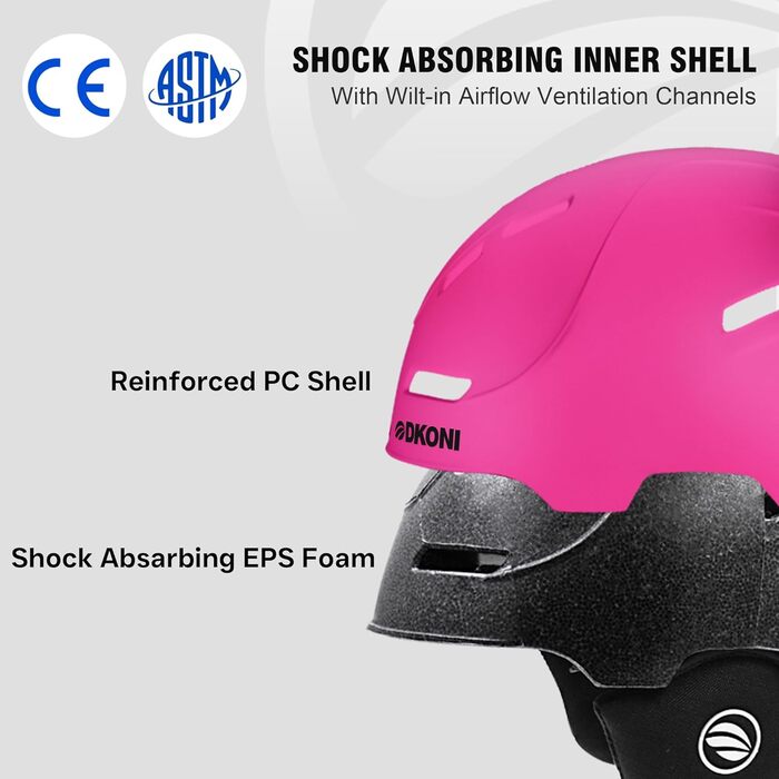 Шолом для сноуборду та гірських лиж, унісекс, рожевий, розмір M (54-58 см)
