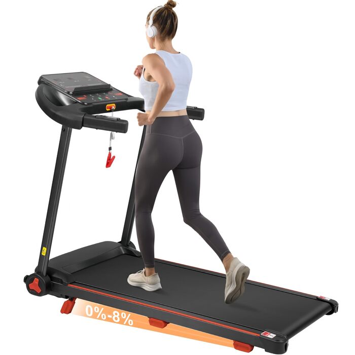 Біговий тренажер BTM для дому, 3.0PS, нахил, 1-14 км/год, складаний Walking Pad з LED дисплеєм, до 120 кг, чорний