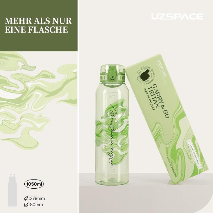 Дитяча пляшка для води UZSPACE 600 мл, спортивна, непроливальна, з одноручним відкриванням, для газованої води, придатна для миття в посудомийній машині, для школи та активного відпочинку, білий колір