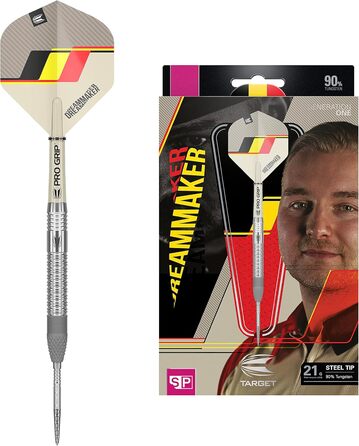 Дротики Target Dimitri Van den Bergh Dream Maker G1 90% вольфрамові, Swiss Point, стілдарти 23 г, пісочний, чорний, жовтий, червоний