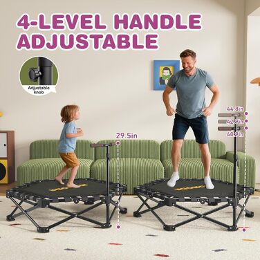 Трамплін для фітнесу MOMODA складний, діаметр 106 см, чорний. Зручний для занять вдома, підходить для дітей та дорослих.