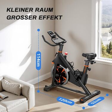 Велотренажер MERACH з магнітним опором, тихий, з амортизованим сидінням, LED-монітором та власним додатком для кардіотренувань вдома, помаранчевий