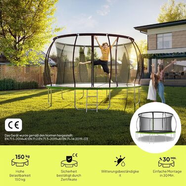 ZIPRO JumpPro Premium Трамплін для дітей Outdoor з сіткою, вологостійкий, захист від УФ, проста збірка, вантажопідйомність до 150 кг, діаметр 252/312/374/435/496 см