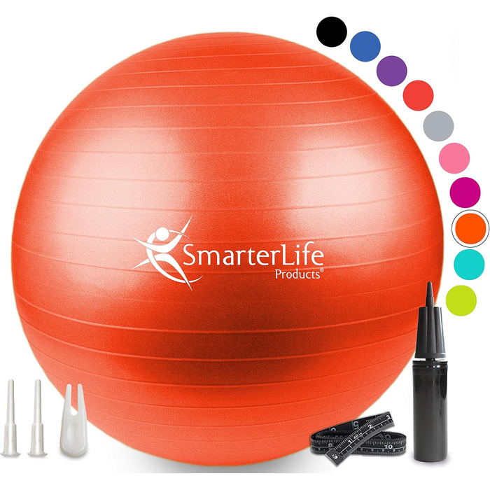 Гімнастичний м'яч SmarterLife для фітнесу, йоги, балансу та стабільності, 45 см, помаранчевий