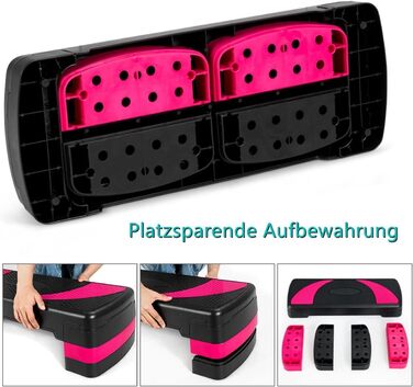 GYMAX Steppbrett регульоване по висоті, степер з 3 сходинками (10/15/20 см), аеробічний степбірд до 250 кг, Stepbench з PP для гімнастики, фітнесу та тренувань