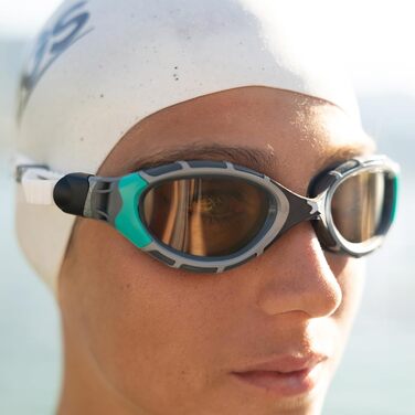 Окуляри для плавання Zoggs Predator Flex Polarized (чорно-зелені) – для відкритих вод, антизапітні, зручні, унісекс