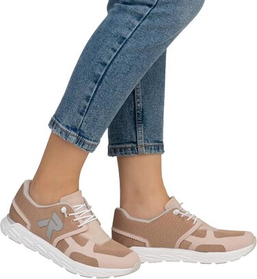 Кросівки Rieker білі жіночі повсякденні низькі, 39 EU, рожеві деталі (31)