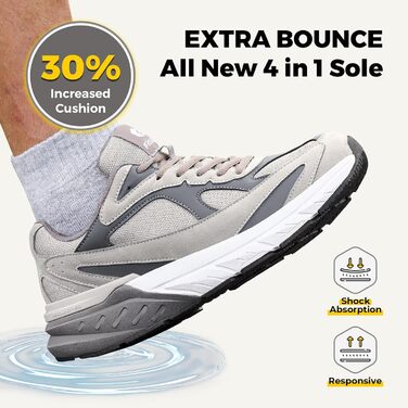 Кросівки для бігу FitVille для чоловіків з широкою стопою (X-широкі) сірого кольору, розмір 44.5 EU, спортивні, зручні, дихаючі, з неслизькою підошвою