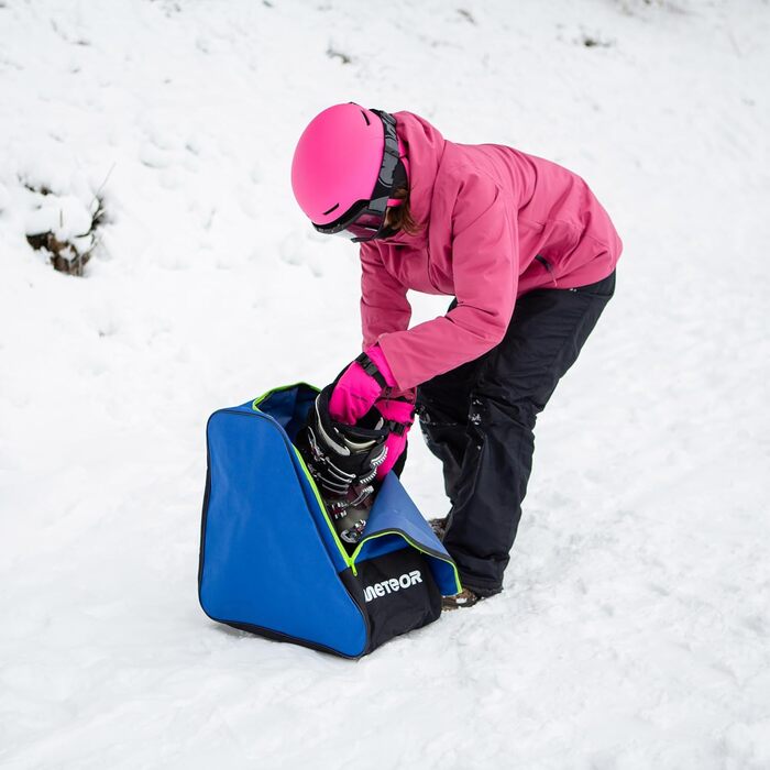 Сумка для лижних черевиків Meteor - рюкзак 42x42x30 см для черевиків, шолома та аксесуарів. Міцна, водовідштовхуюча, з поліестеру 600D, з ручками, для зберігання лижного спорядження (Blue, Ski boot backpack)