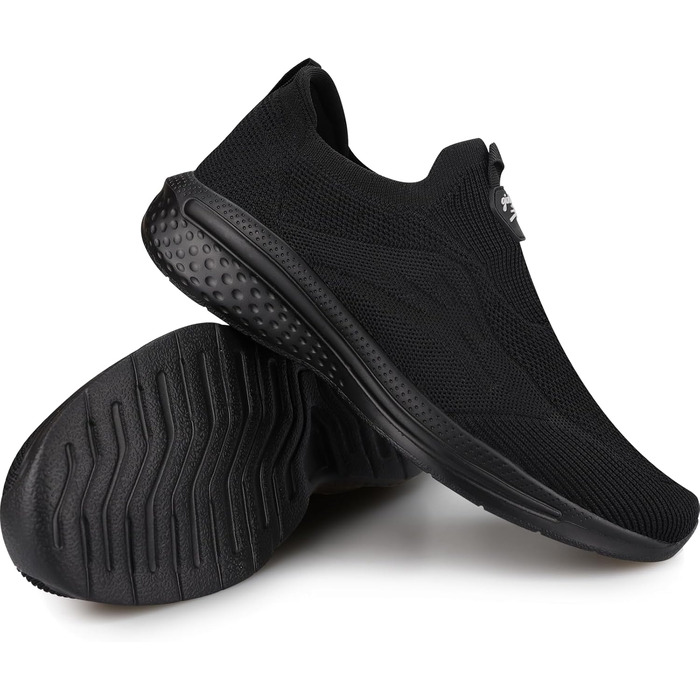 Чоловічі кросівки без шнурівків: зручні, дихаючі, легкі спортивні та повсякденні кросівки для бігу та прогулянок, чорні, 43 EU