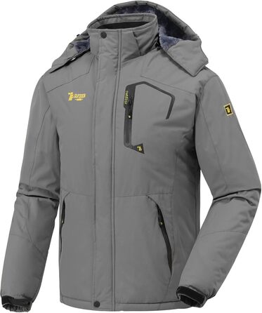 Чоловіча зимова куртка Jacken з флісовою підкладкою, водонепроникна, дихаюча, тепла, вітрозахисна, софтшелл знімним капюшоном, сіра (L)