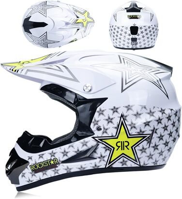 Мотошолом Motocross UIGJIOG для катання на мотоциклі, гірському велосипеді, ATV, BMX, Downhill, Offroad, Enduro. Дитячий мотошолом для мотоцикла, гірського велосипеда. Білий, розмір S (52~53 см)