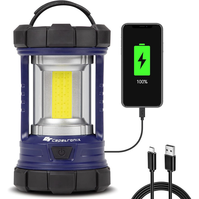 Ліхтар кемпінговий LED, 3200LM, Power Bank 4600mAh, 5 режимів, регулювання яскравості, Navy Blue