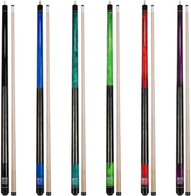Набір київ для більяру CUEBAR (6 шт.) з 3D-рукояткою, 147,3 см. Підходить для чоловіків та жінок. Різні кольори (фіолетовий, червоний, зелений, блакитно-зелений, синій, чорний).