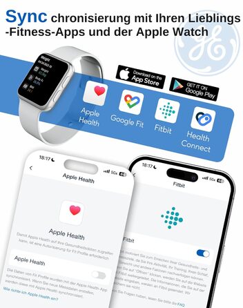Вага для вимірювання жиру в тілі GE Smart з Bluetooth, аналіз складу тіла, BMI, великий дисплей, точність, до 180 кг, чорний