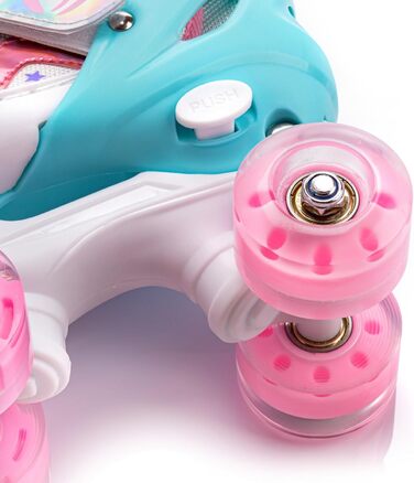 Дитячі ролики Kinder з LED підсвіткою та регульованим розміром – ретро ролики для підлітків – багатокольорові диско ролики Quad Skates - Roll ab! S 30-33 Lunar