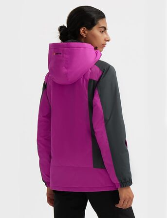 Жіноча лижна куртка GEMYSE: водонепроникна, вітронепроникна, з флісовою підкладкою, для активного відпочинку на снігу (M, Рожево-сіра)