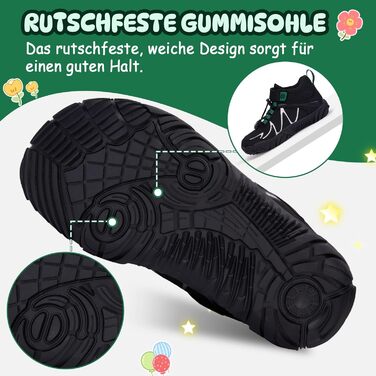 Дитячі шкарпетки-кросівки для ходьби без взуття (Barfußschuhe) – легкі, водонепроникні, неслизькі, розмір 27-35 (чорний)