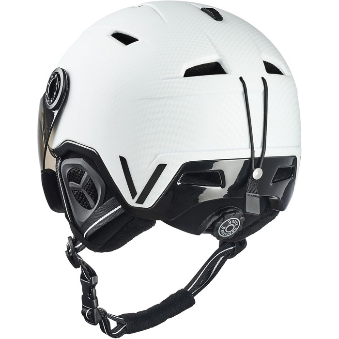 Шолом гірськолижний BLACK CREVICE Vail I з візором, полікарбонат, регульований, чорний/карбон, матовий білий, 58-61 см